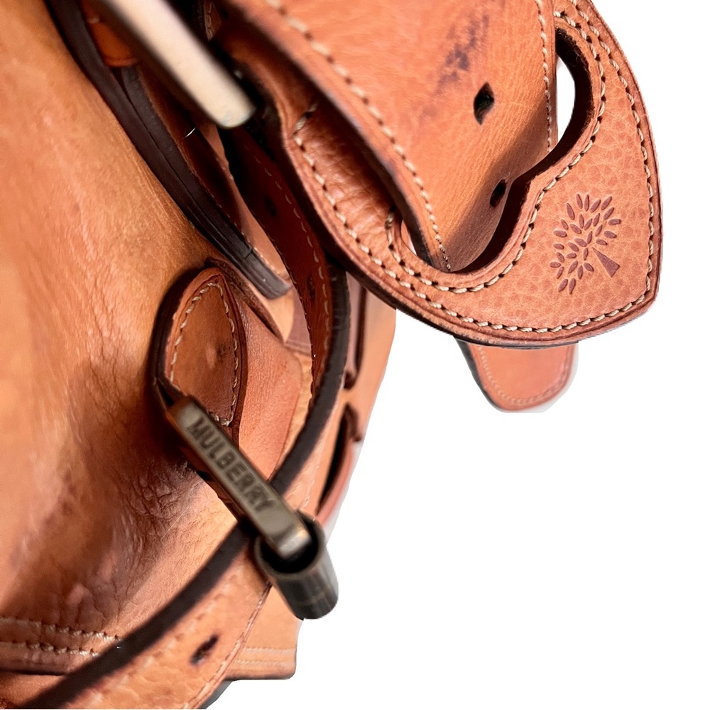 Vintage Mulberry Tonal Cognac Brown Leather Woven ‘Elgin’ Western Tote Bag - Picture 6 of 10